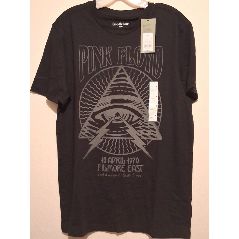 Pink Floyd 1970 Fillmore East Concert Mens Med Graphic T Shirt Eye Pyramid Black